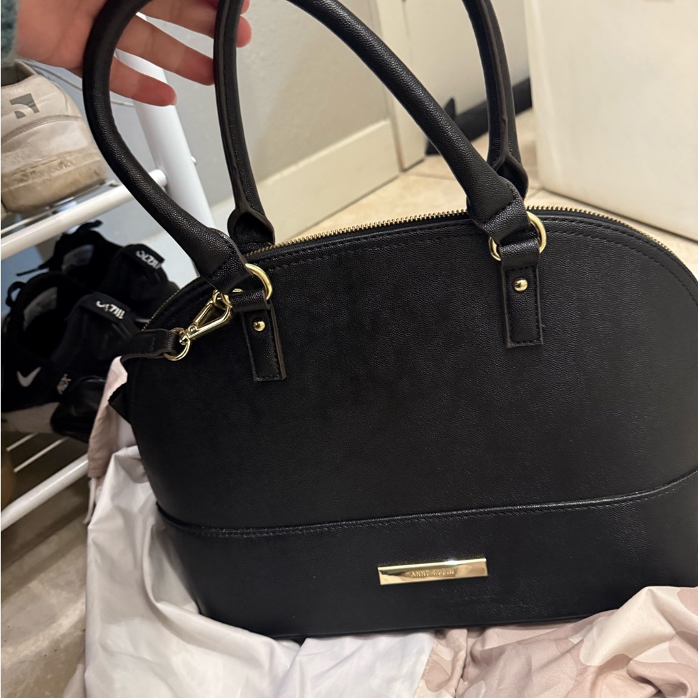 Anne Klein leather black bag/purse perfect condition hard bottom